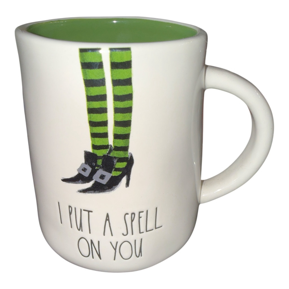 Halloween Witch Themed Ceramic Coffee Mug with Green Interior, 16 oz, The Witch